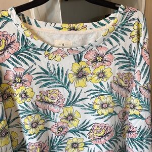 Lou & Grey Floral Top with matching shorts with Yellow and Pink Accents